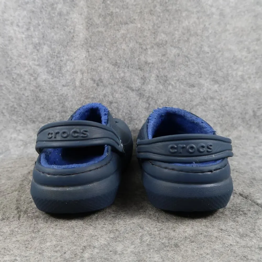 Crocs Shoes Kids Child 13 Clogs Slip On Faux Fur Lined Classic Blue Heel Strap